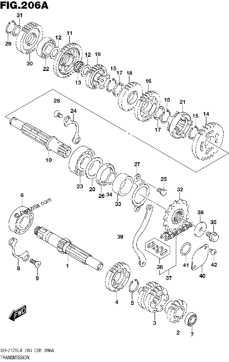 Diagrama de TRANSMISSION DR Z125L8 E28