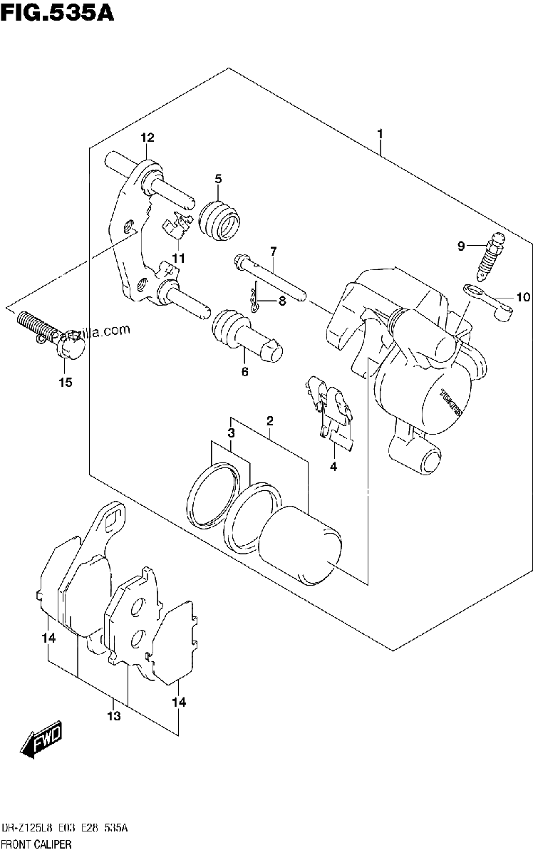 Diagrama de FRONT CALIPER DR Z125LL8 E03