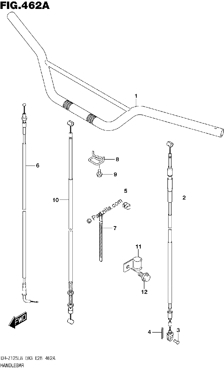 Diagrama de HANDLEBAR DR Z125L8 E28