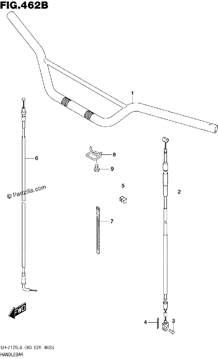 Diagrama de HANDLEBAR DR Z125LL8 E03