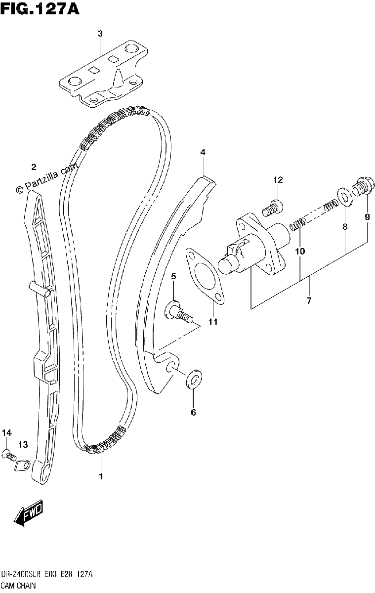 Diagrama de 127A CAM CHAIN
