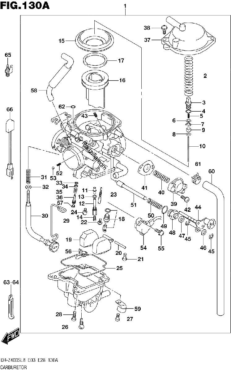 Diagrama de 130A CARBURETOR DR Z400SL8 E03