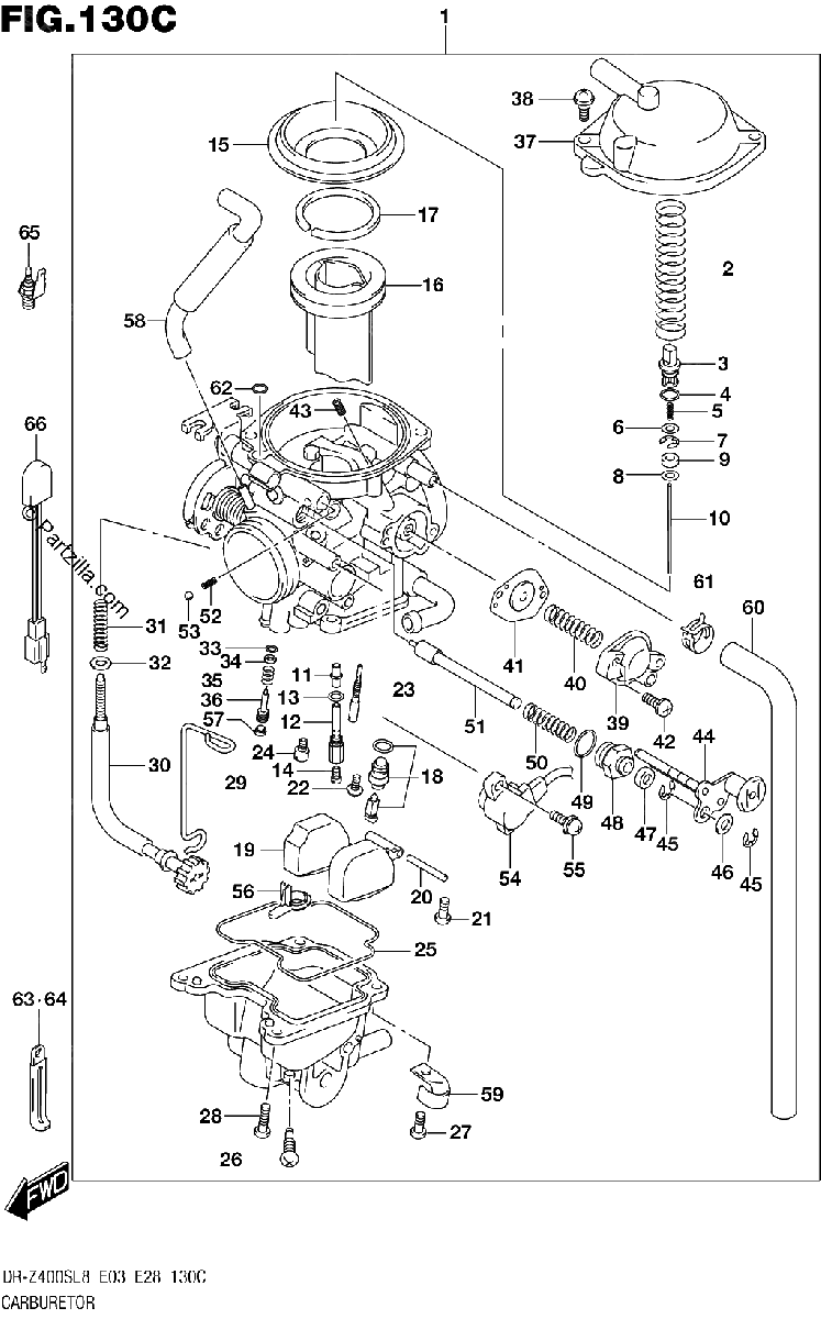 Diagrama de 130C CARBURETOR DR Z400SL8 E33