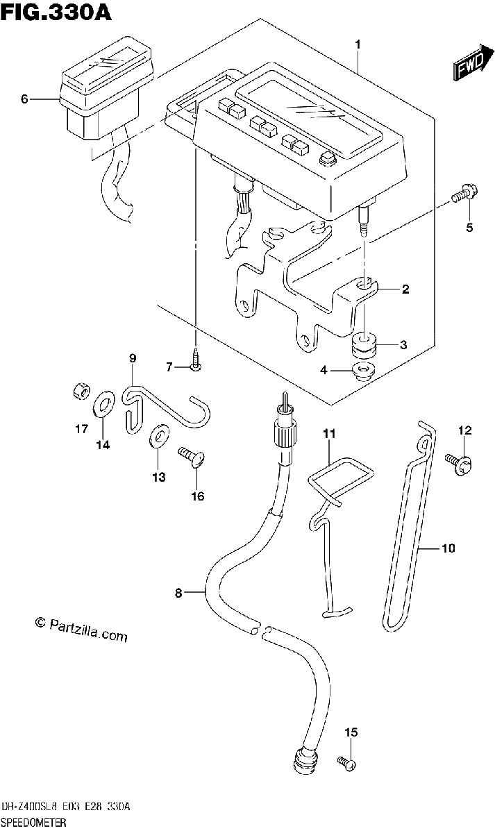 Diagrama de 330A SPEEDOMETER DR Z400SL8 E03