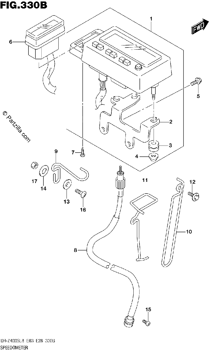 Diagrama de 330B SPEEDOMETER DR Z400SL8 E28