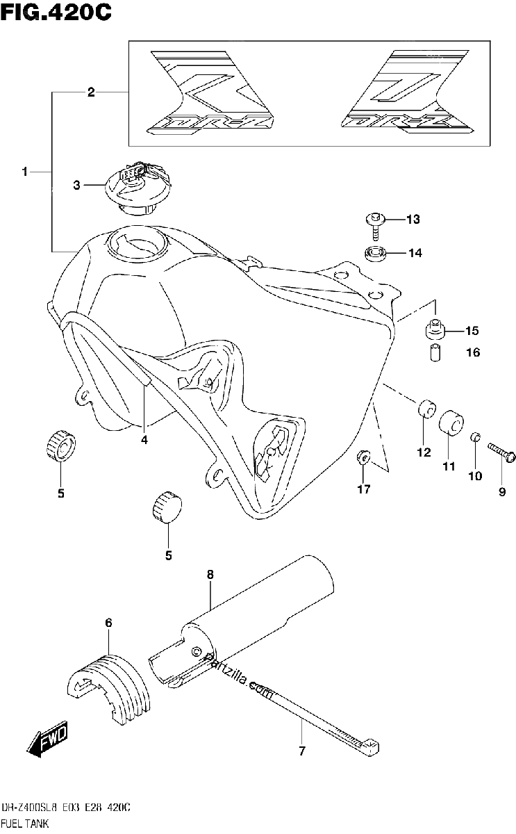 Diagrama de 420C FUEL TANK DR Z400SL8 E33
