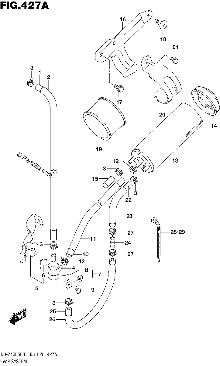 Diagrama de 427A EVAP SYSTEM DR Z400SL8 E33