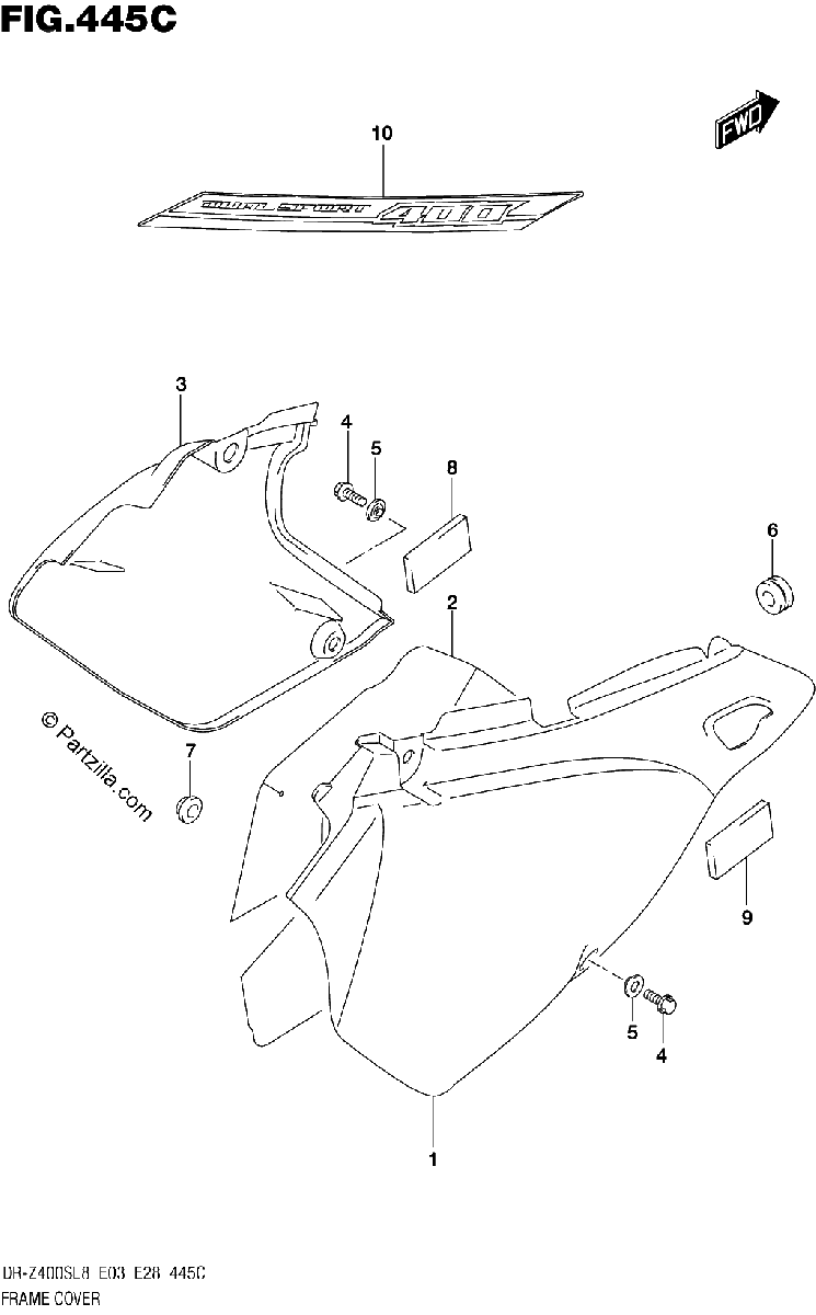 Diagrama de 445C FRAME COVER DR Z400SL8 E33