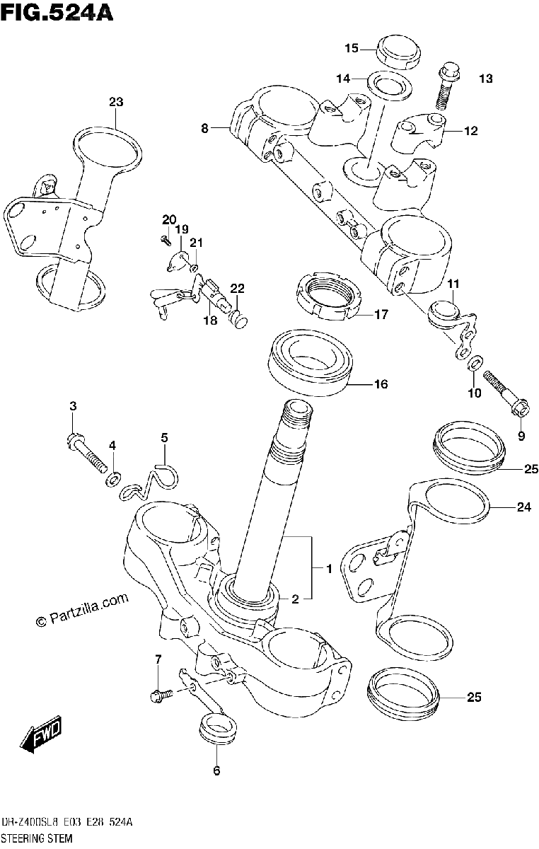 Diagrama de 524A STEERING STEM