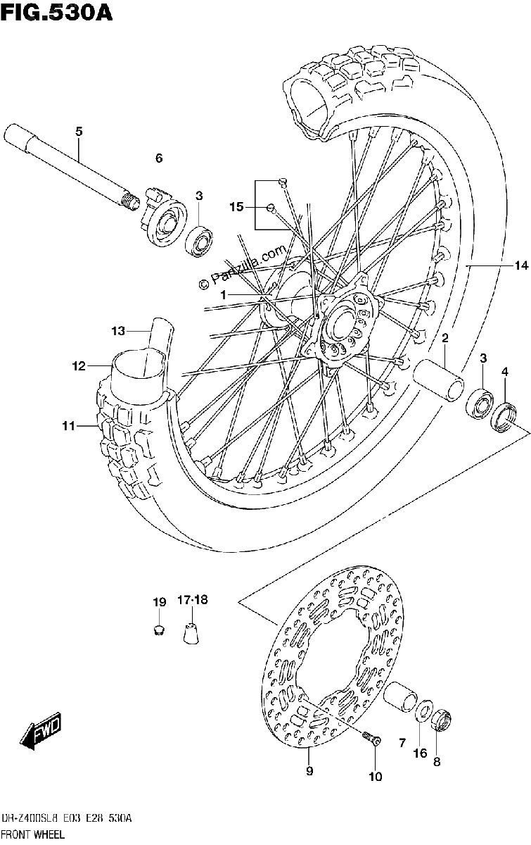 Diagrama de 530A FRONT WHEEL