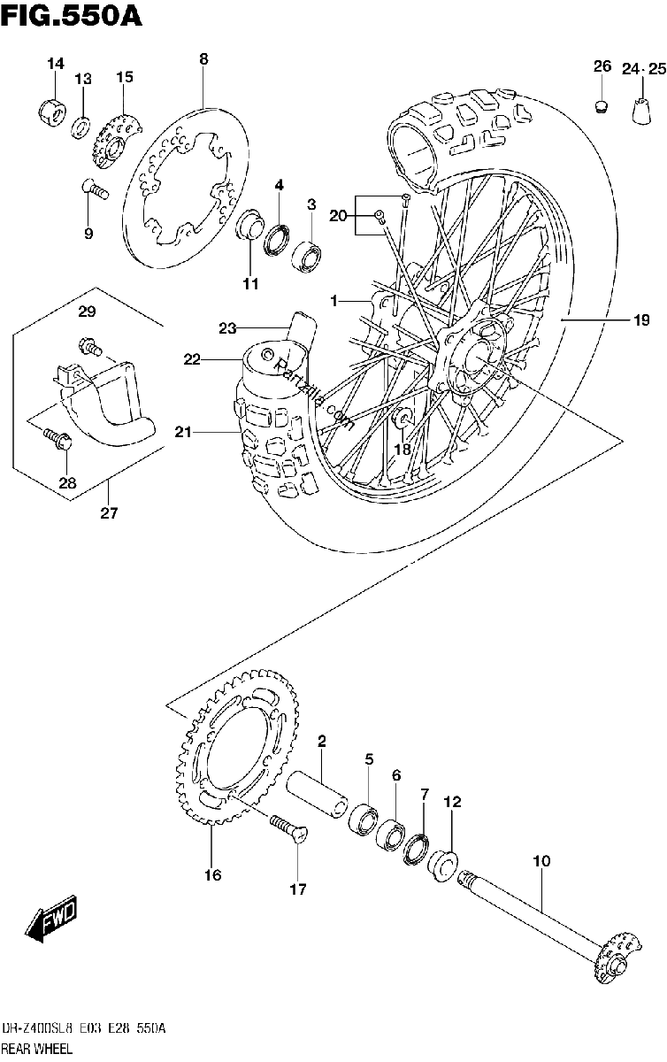 Diagrama de 550A REAR WHEEL