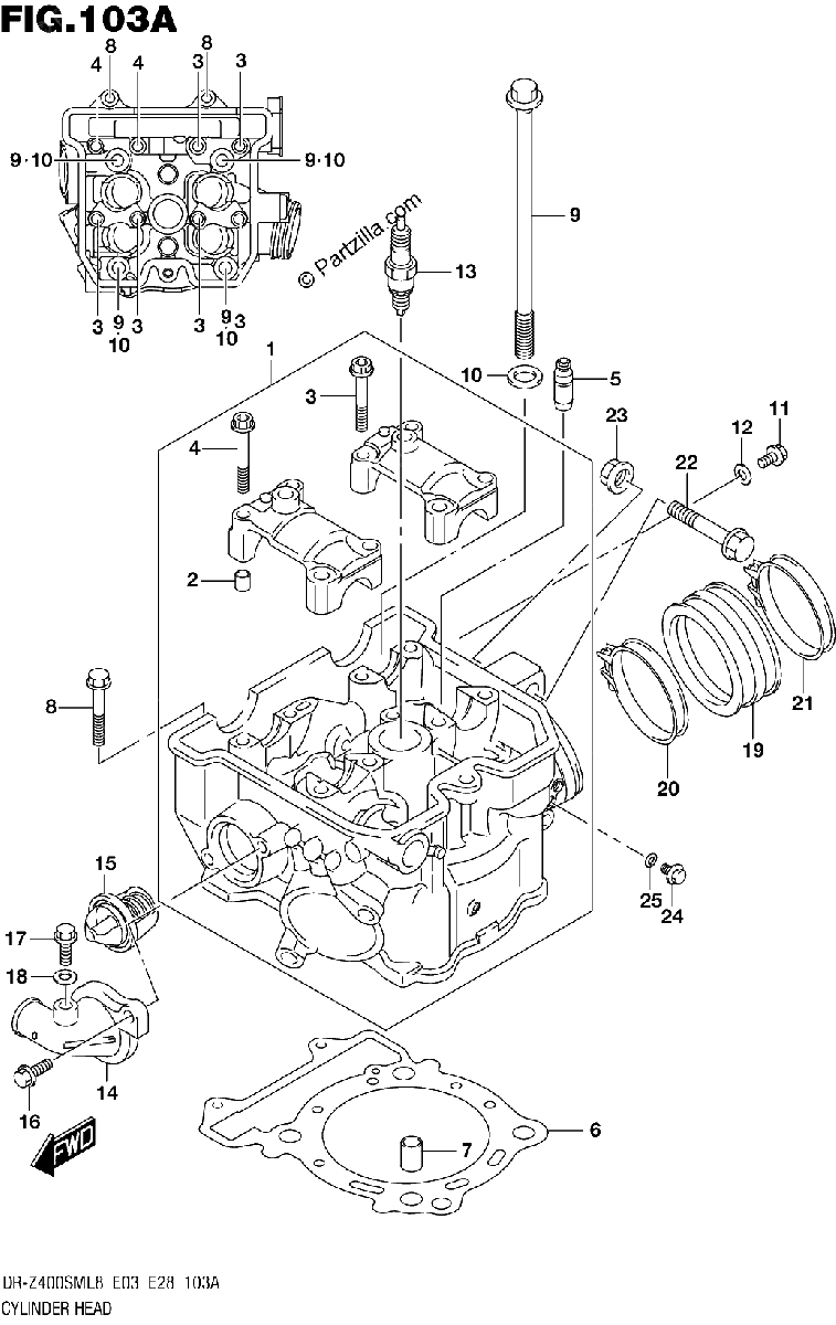 Diagrama de 103A CYLINDER HEAD