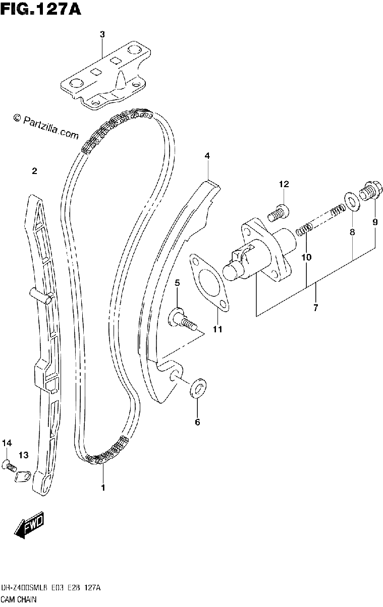 Diagrama de 127A CAM CHAIN