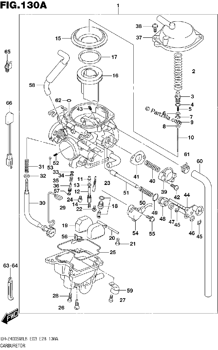 Diagrama de 130A CARBURETOR DR Z400SML8 E03