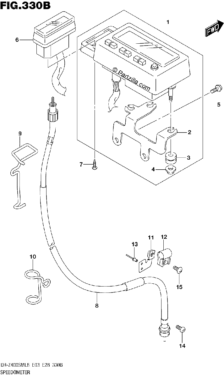 Diagrama de 330B SPEEDOMETER DR Z400SML8 E28
