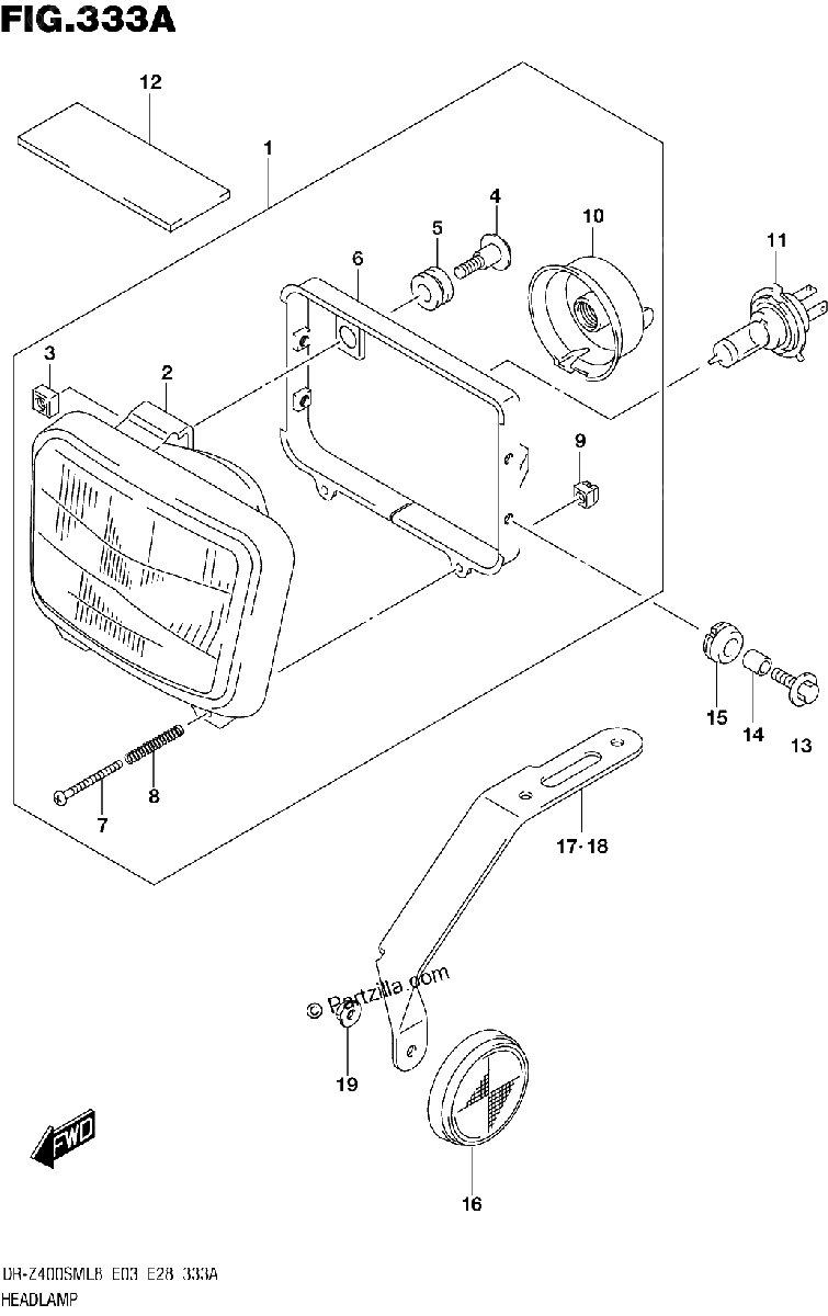 Diagrama de 333A HEADLAMP