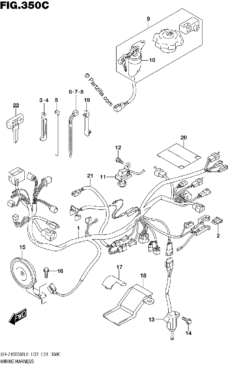 Diagrama de 350C WIRING HARNESS DR Z400SML8 E33
