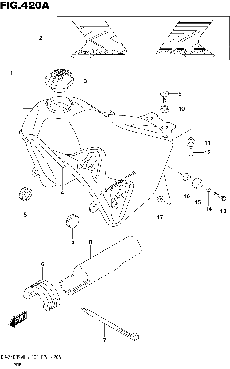 Diagrama de 420A FUEL TANK DR Z400SML8 E03