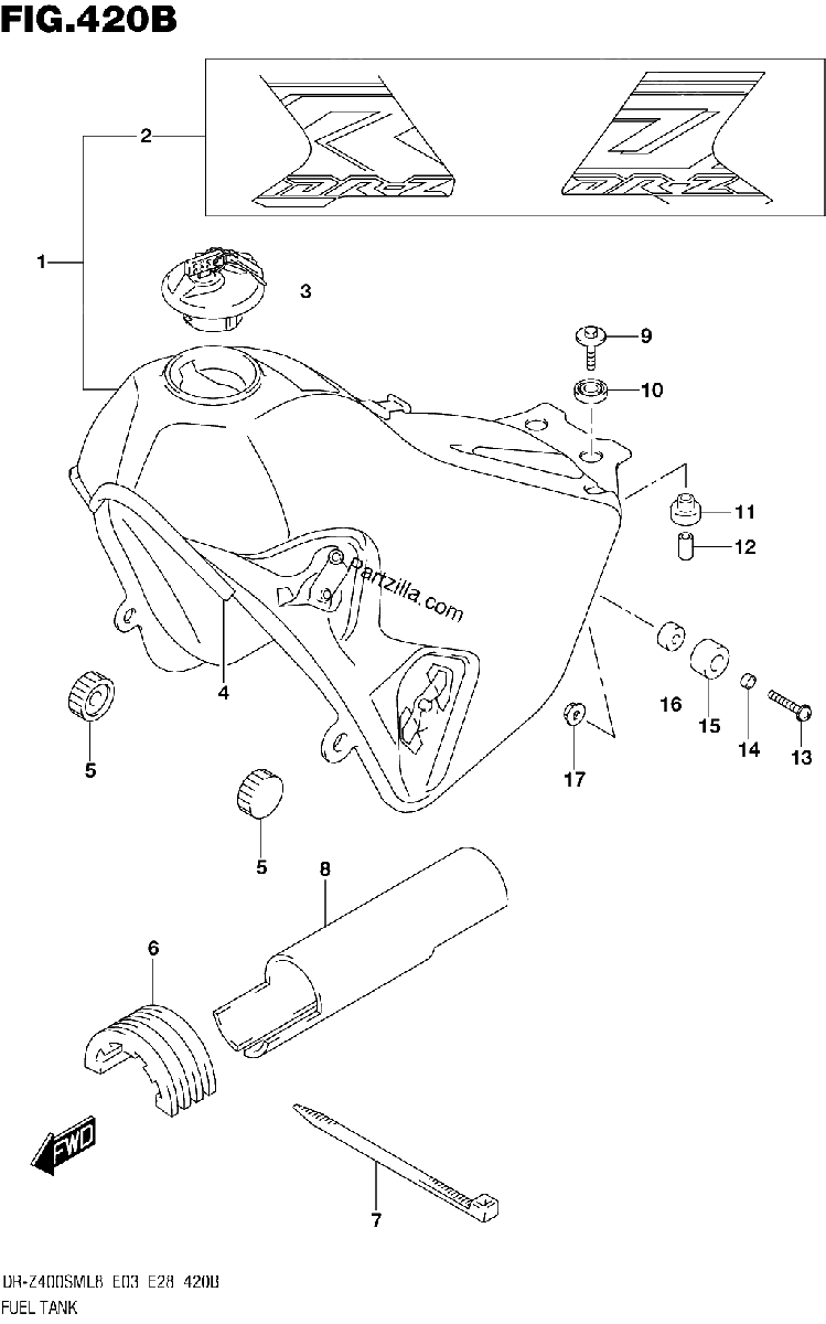 Diagrama de 420B FUEL TANK DR Z400SML8 E28