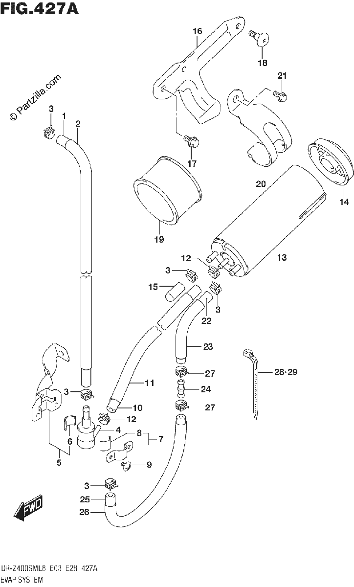 Diagrama de 427A EVAP SYSTEM DR Z400SML8 E33