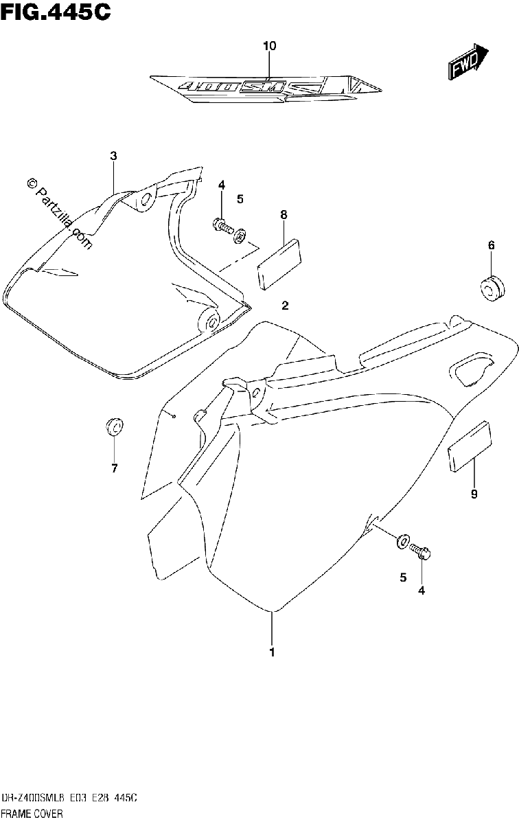 Diagrama de 445C FRAME COVER DR Z400SML8 E33