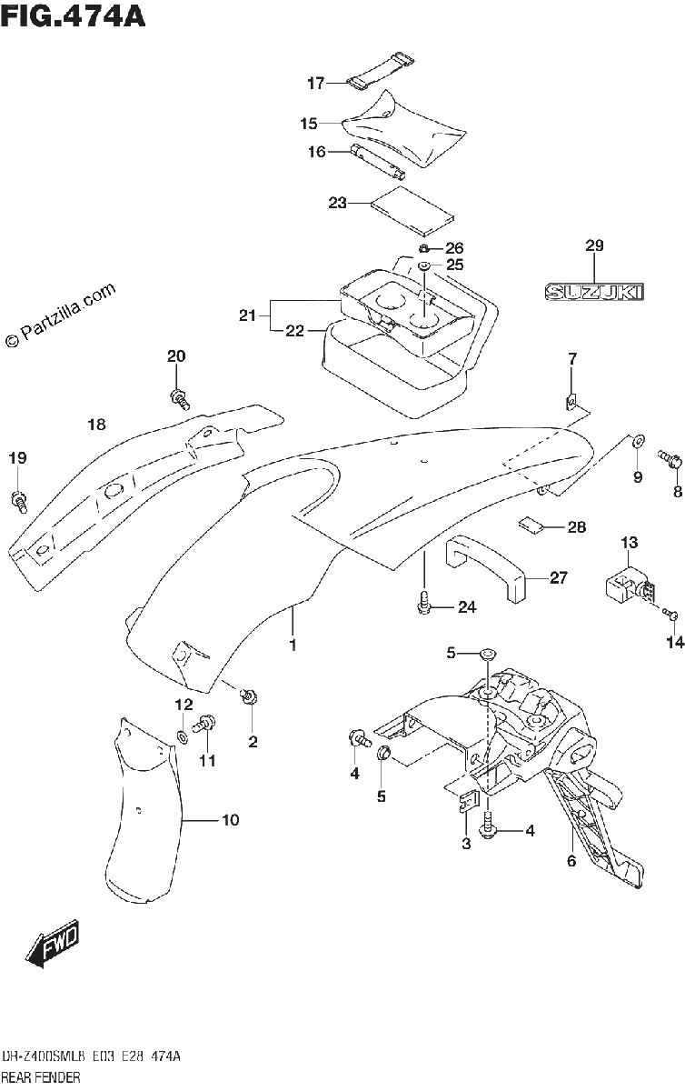 Diagrama de 474A REAR FENDER