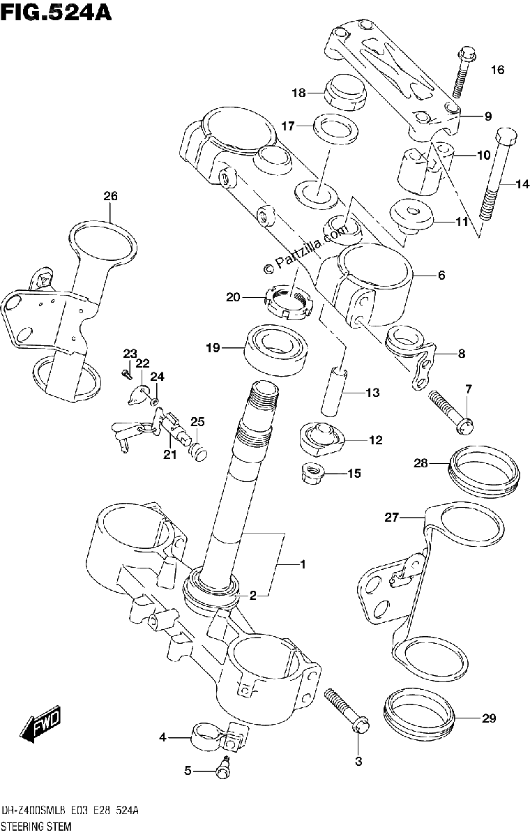 Diagrama de 524A STEERING STEM