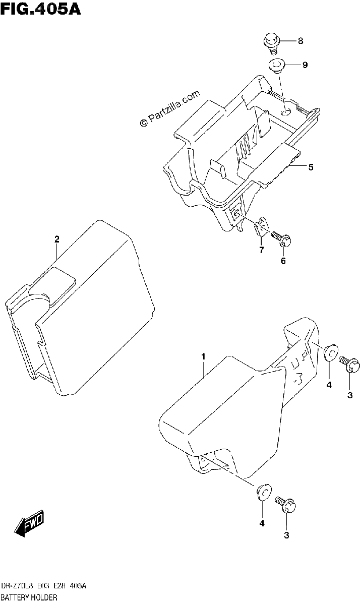 Diagrama de 405A BATTERY HOLDER