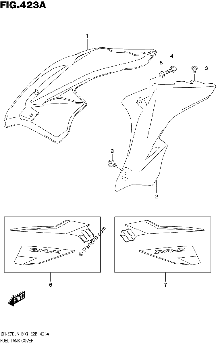 Diagrama de 423A FUEL TANK COVER