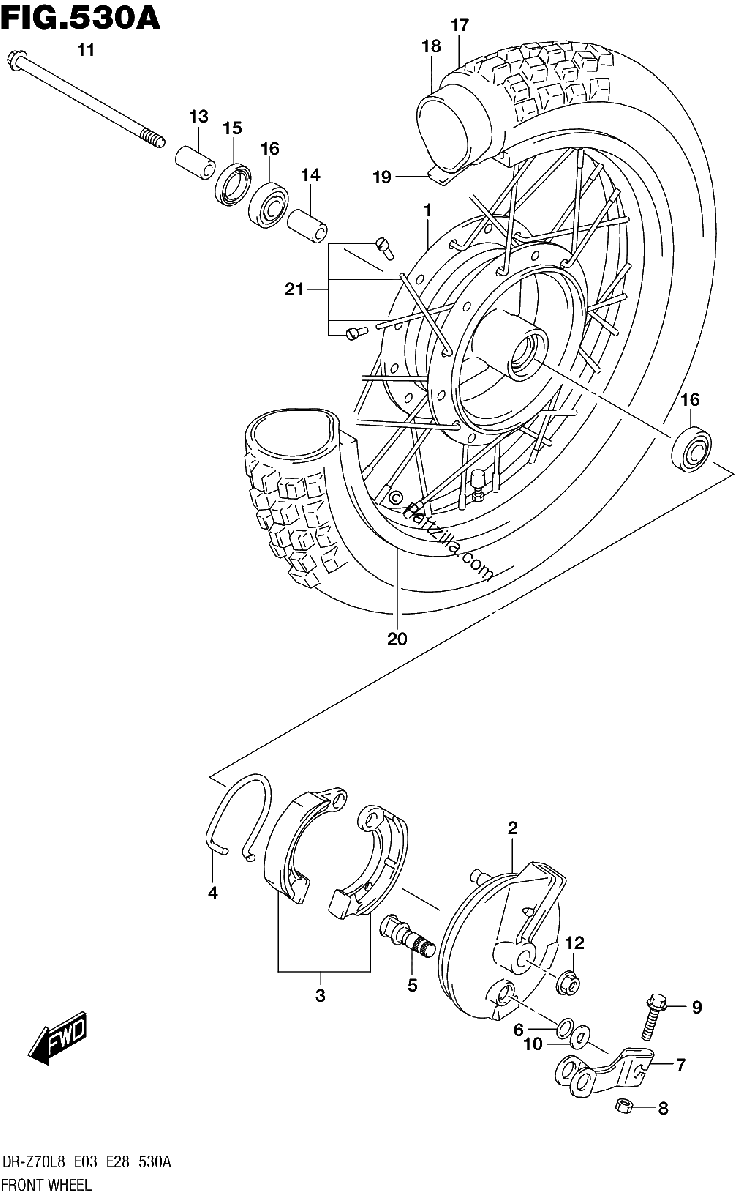 Diagrama de 530A FRONT WHEEL