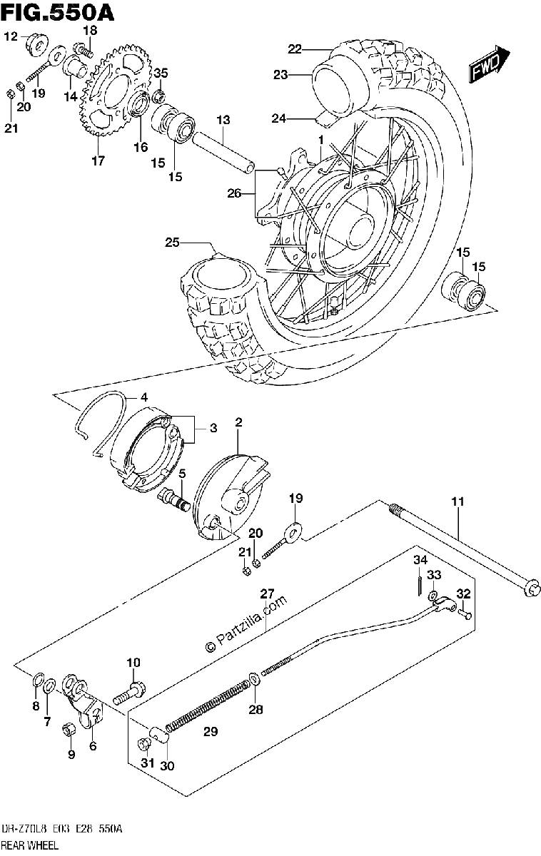 Diagrama de 550A REAR WHEEL