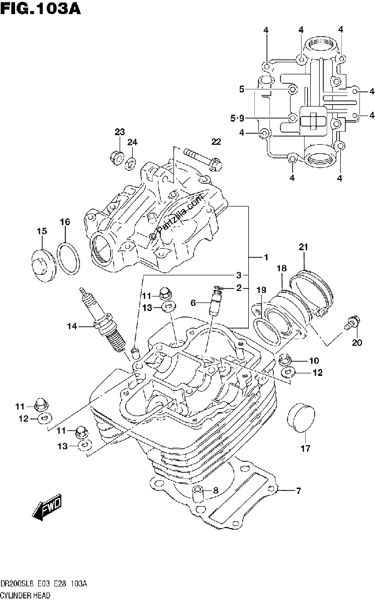 Diagrama de 103A CYLINDER HEAD
