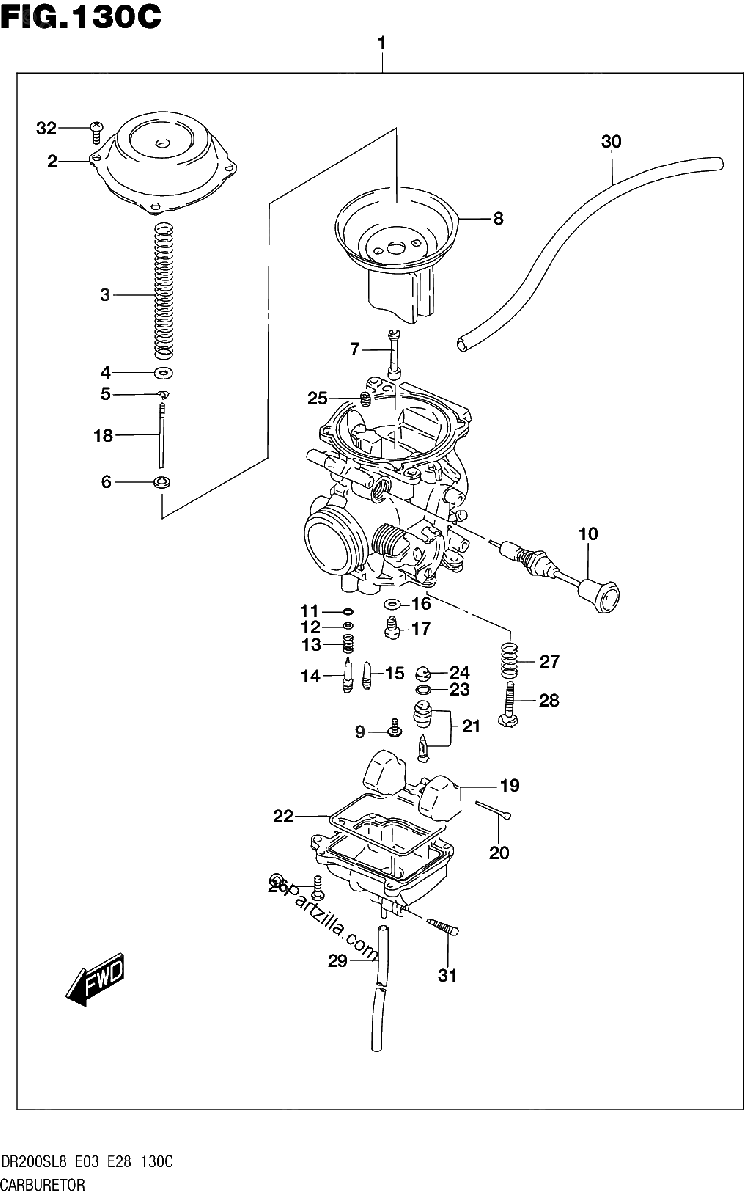 Diagrama de 130C CARBURETOR DR200SL8 E33