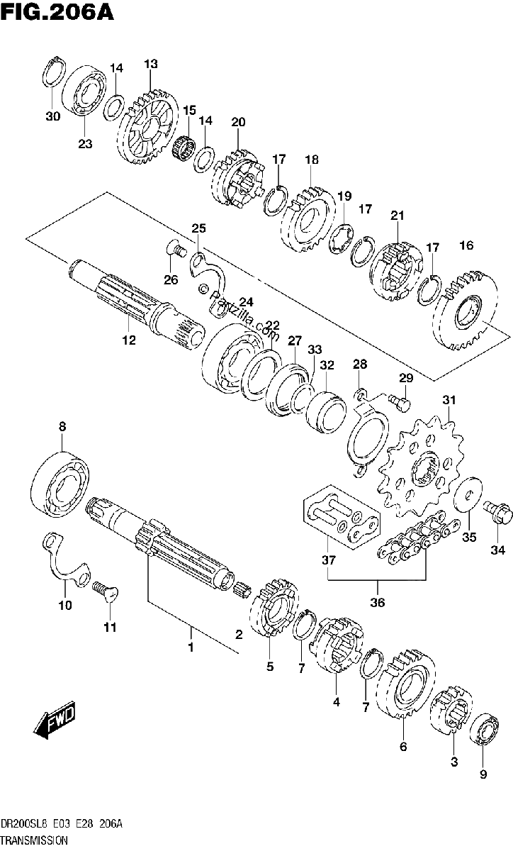 Diagrama de 206A TRANSMISSION