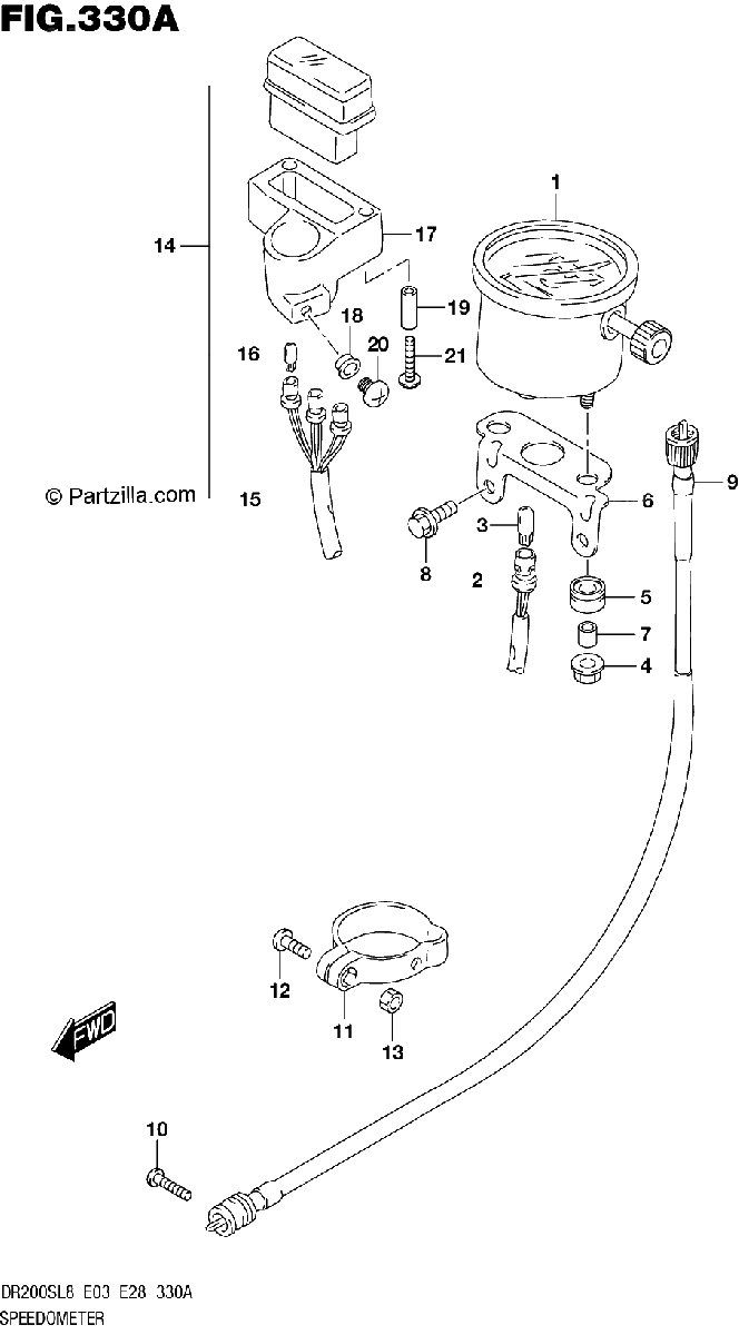 Diagrama de 330A SPEEDOMETER DR200SL8 E03