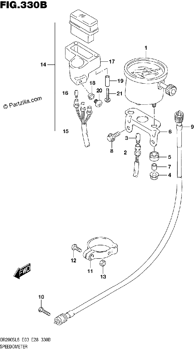 Diagrama de 330B SPEEDOMETER DR200SL8 E28