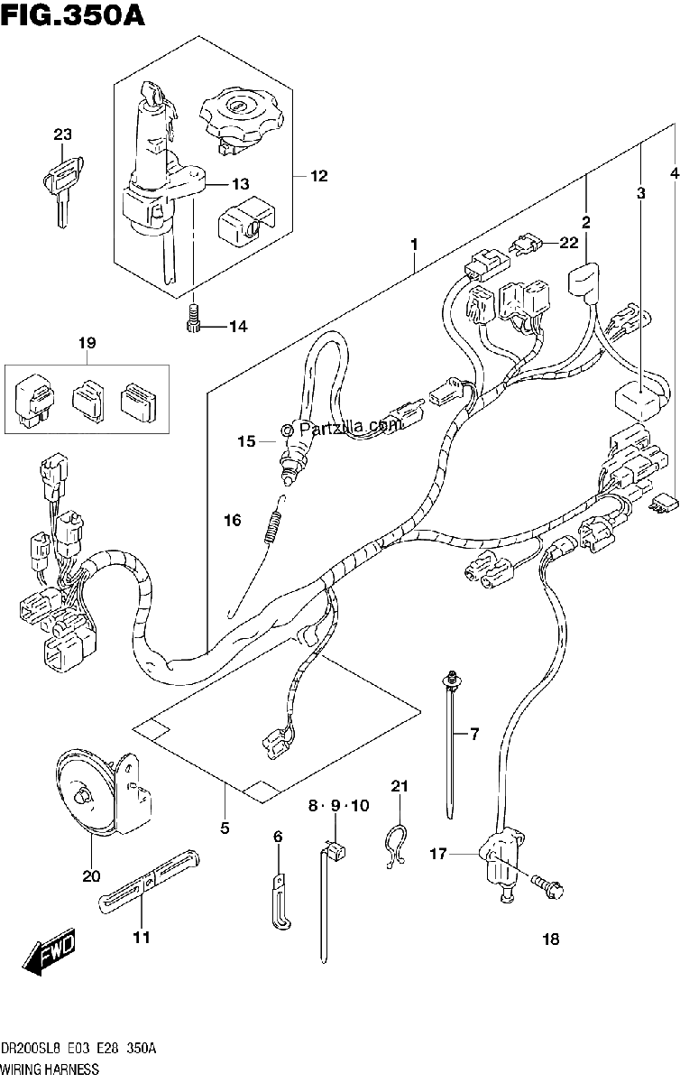 Diagrama de 350A WIRING HARNESS DR200SL8 E03