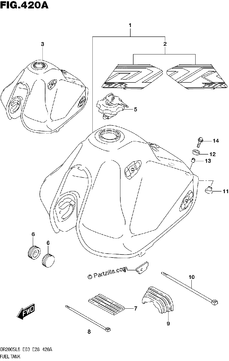 Diagrama de 420A FUEL TANK DR200SL8 E03