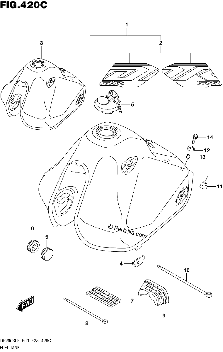 Diagrama de 420C FUEL TANK DR200SL8 E33