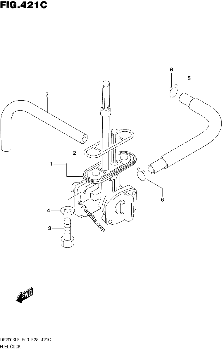 Diagrama de 421C FUEL COCK DR200SL8 E33