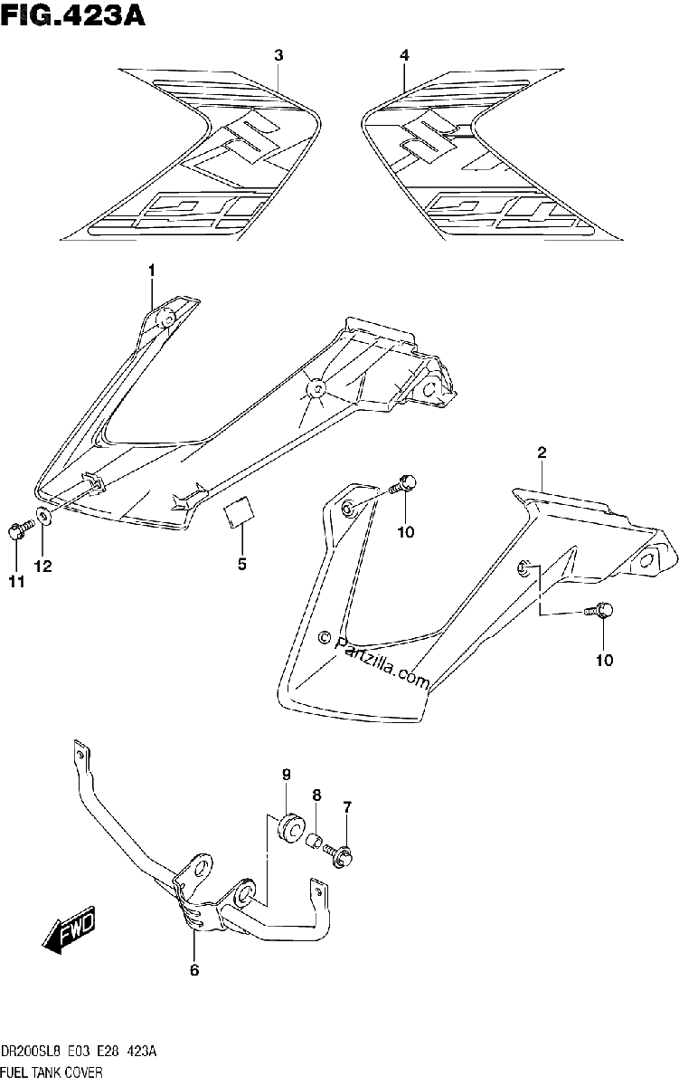 Diagrama de 423A FUEL TANK COVER 30H