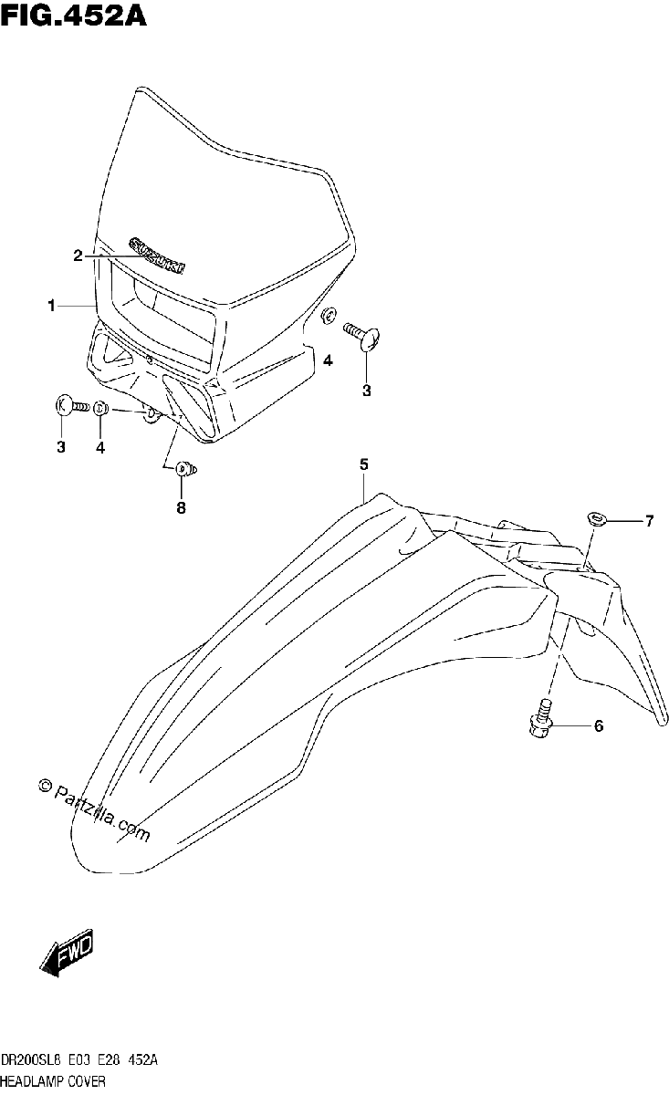 Diagrama de 452A HEADLAMP COVER