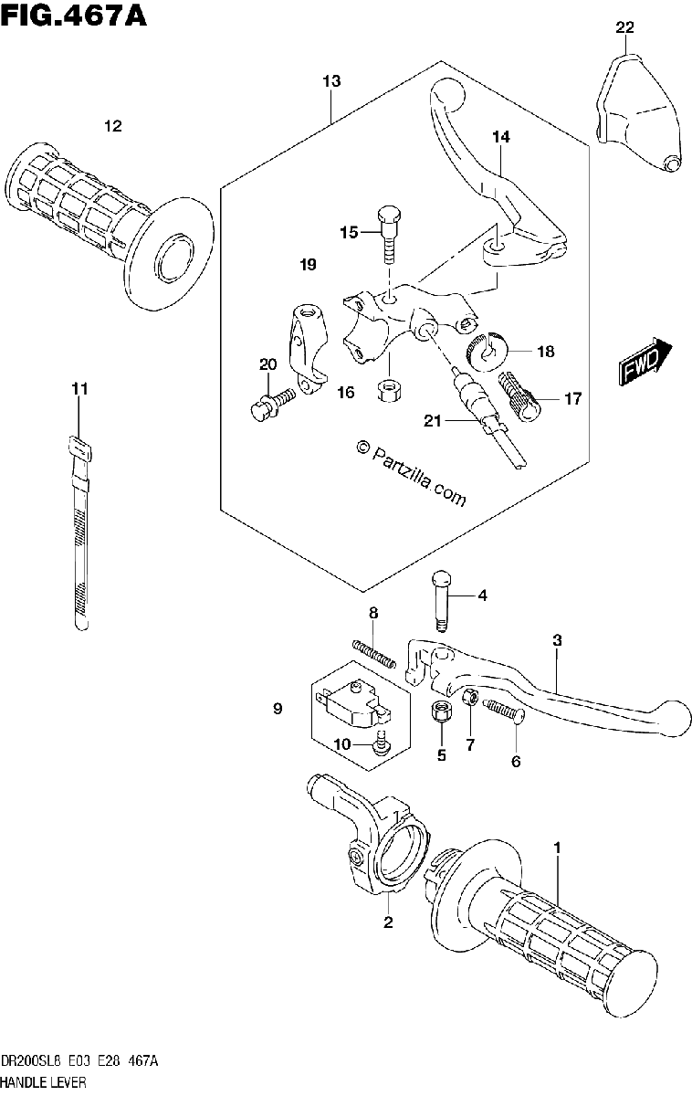 Diagrama de 467A HANDLE LEVER