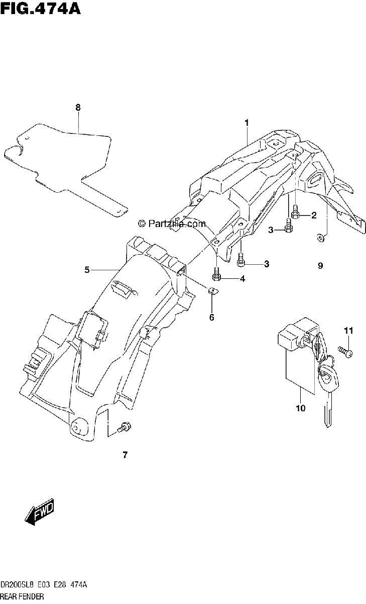 Diagrama de 474A REAR FENDER