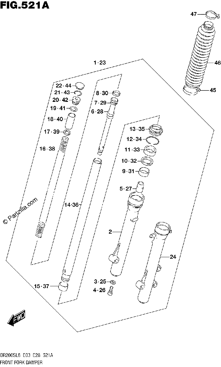 Diagrama de 521A FRONT FORK DAMPER