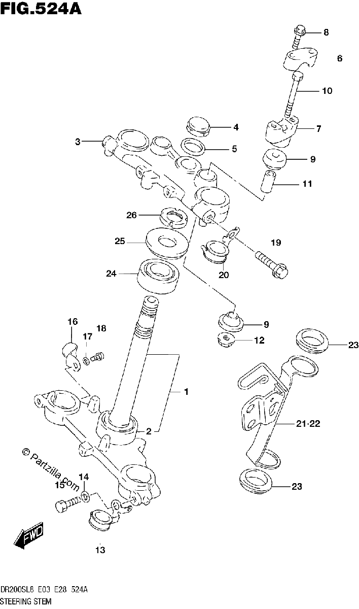 Diagrama de 524A STEERING STEM