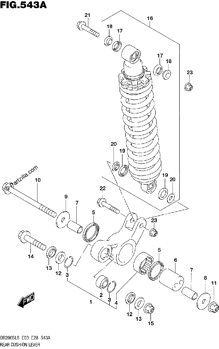 Diagrama de 543A REAR CUSHION LEVER