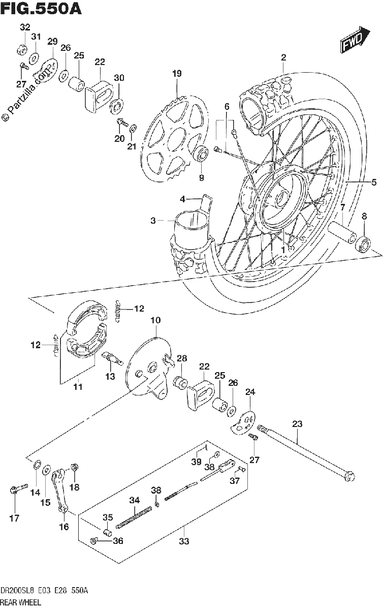 Diagrama de 550A REAR WHEEL
