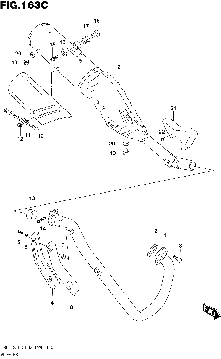 Diagrama de 163C MUFFLER DR650SEL8 E33