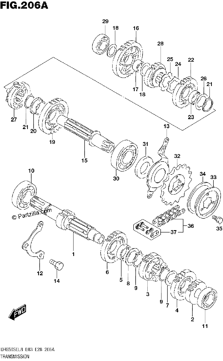 Diagrama de 206A TRANSMISSION